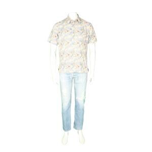 Kahala Coconut Tree Climber Pullover Reverse Print Hawaiian Aloha Camp Shirt M